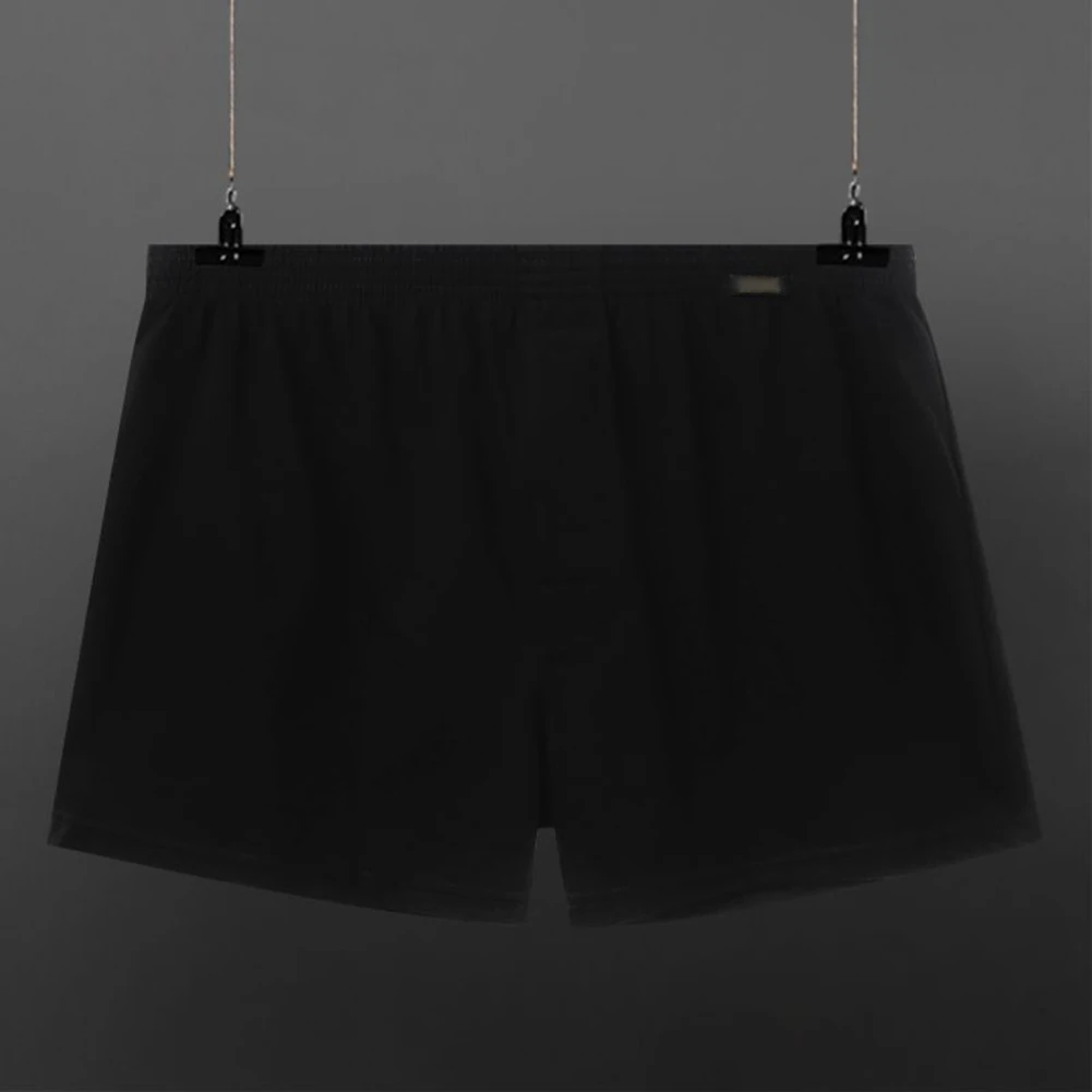 1pc Solid Color Mens Loose Cotton Boxer-Briefs Shorts Underwear Elastic Comfortable Sports Home Man Panties