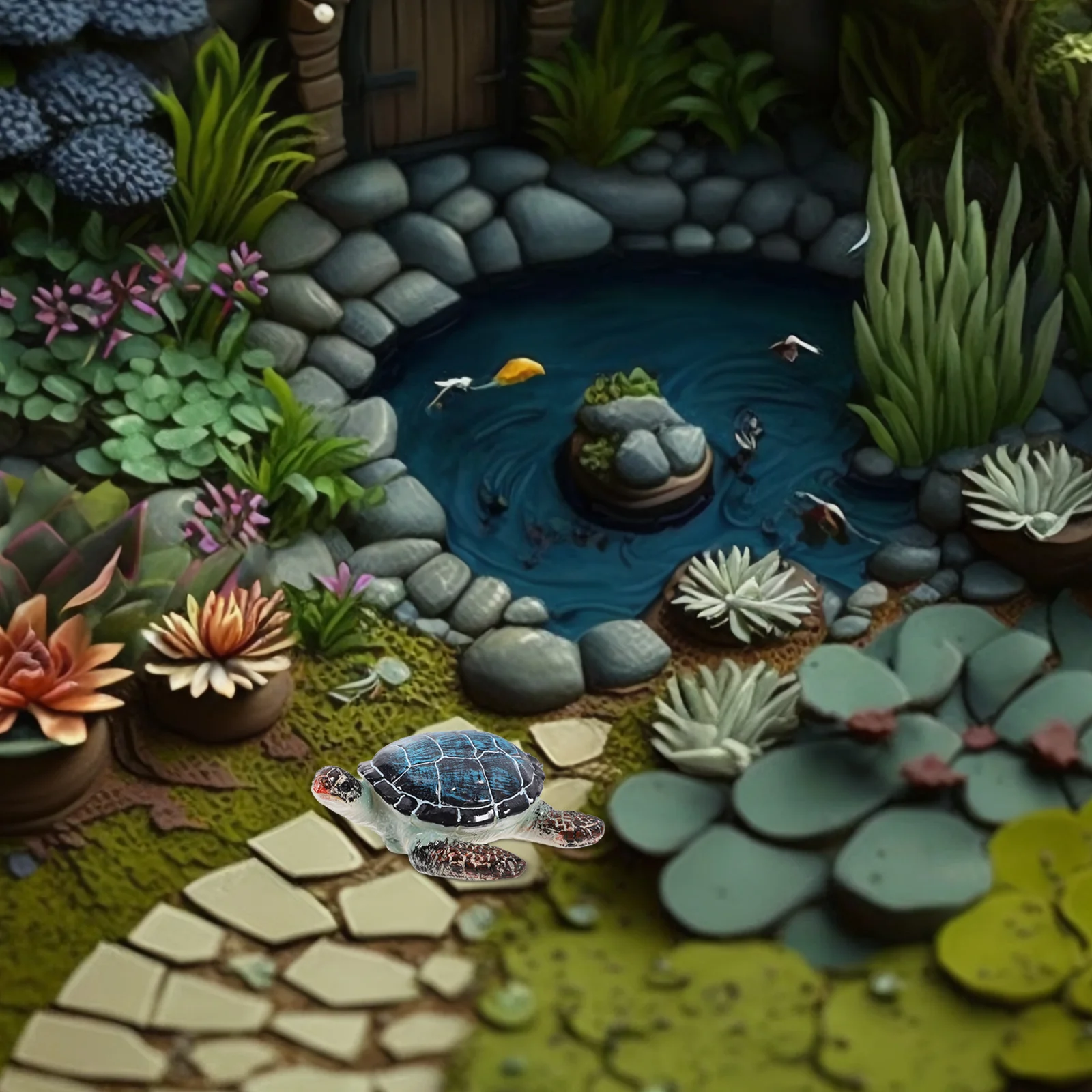 

Blue Sea Turtle Ornament Realistic Resin Animal For Home Garden Decor Ocean Theme Party Decoration