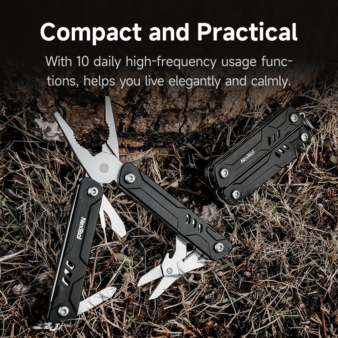 Imagem -02 - Nextool-mini Alicate de Marinheiro Lite 10 em Dobrável Multitool Tesoura Portátil Edc Multi Ferramentas sem Lâmina para Viagem ao ar Livre