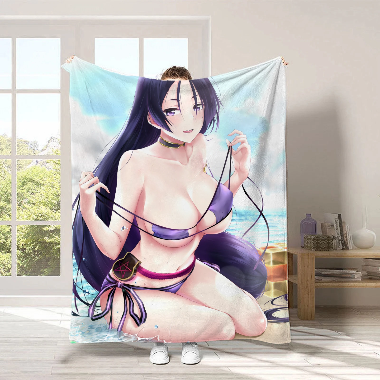 Custom Minamoto no Raikou Blanket Personalized Digital Printed Flannel Throw Sofa Cover All Season Warm Nap Gift for Fate Fans