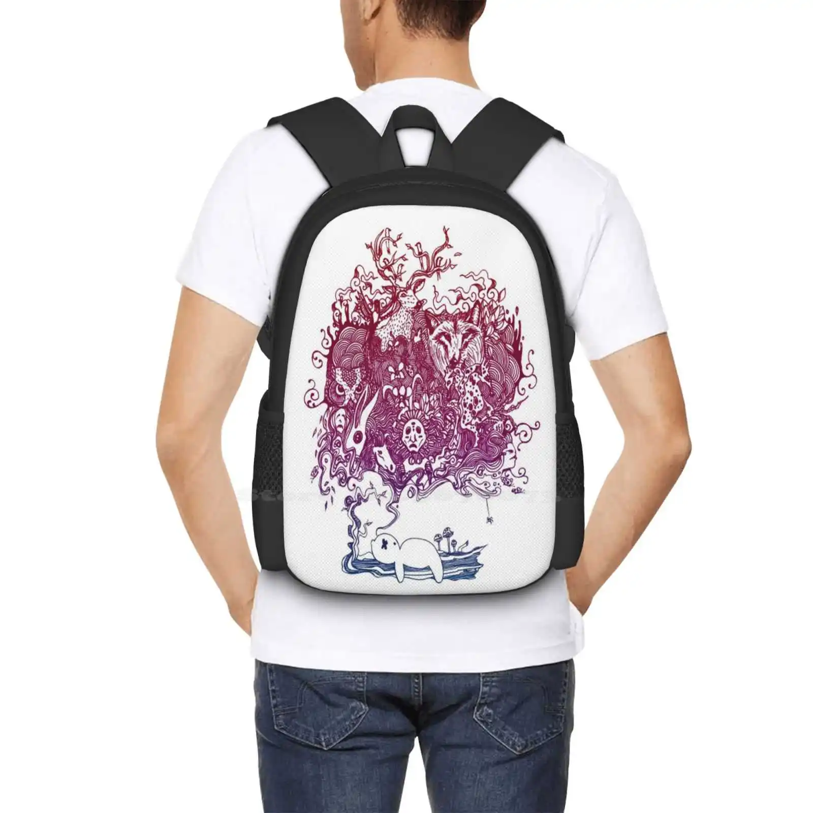 Träumender Bär Schult aschen Reise Laptop Rucksack Warp Trippy Indie Retro coole psyche delische Bär wirbelt Designer Traum lsd