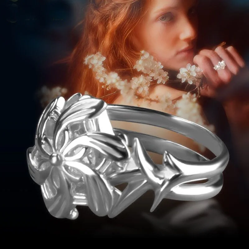 LOTR Galadriel Nenya Ring of Water Hobbit Elf Three Rings Great Rings Fashion Women Girl Jewelry High Quality Fan Gift
