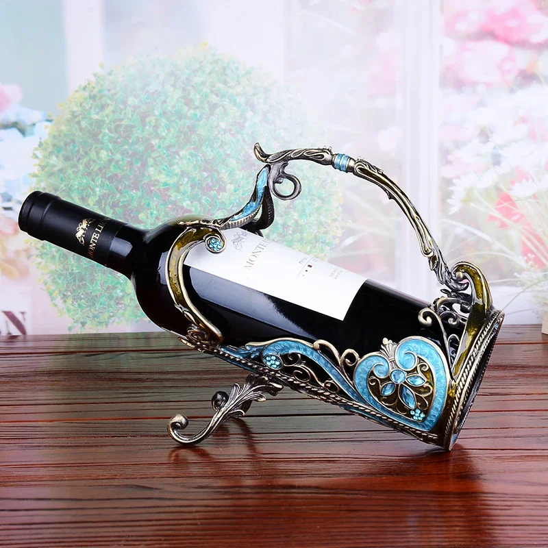 

Creative Enamel Wine Rack European Retro Wine Rack Household Minimalist Wine Holder High-End Living Room Decoration