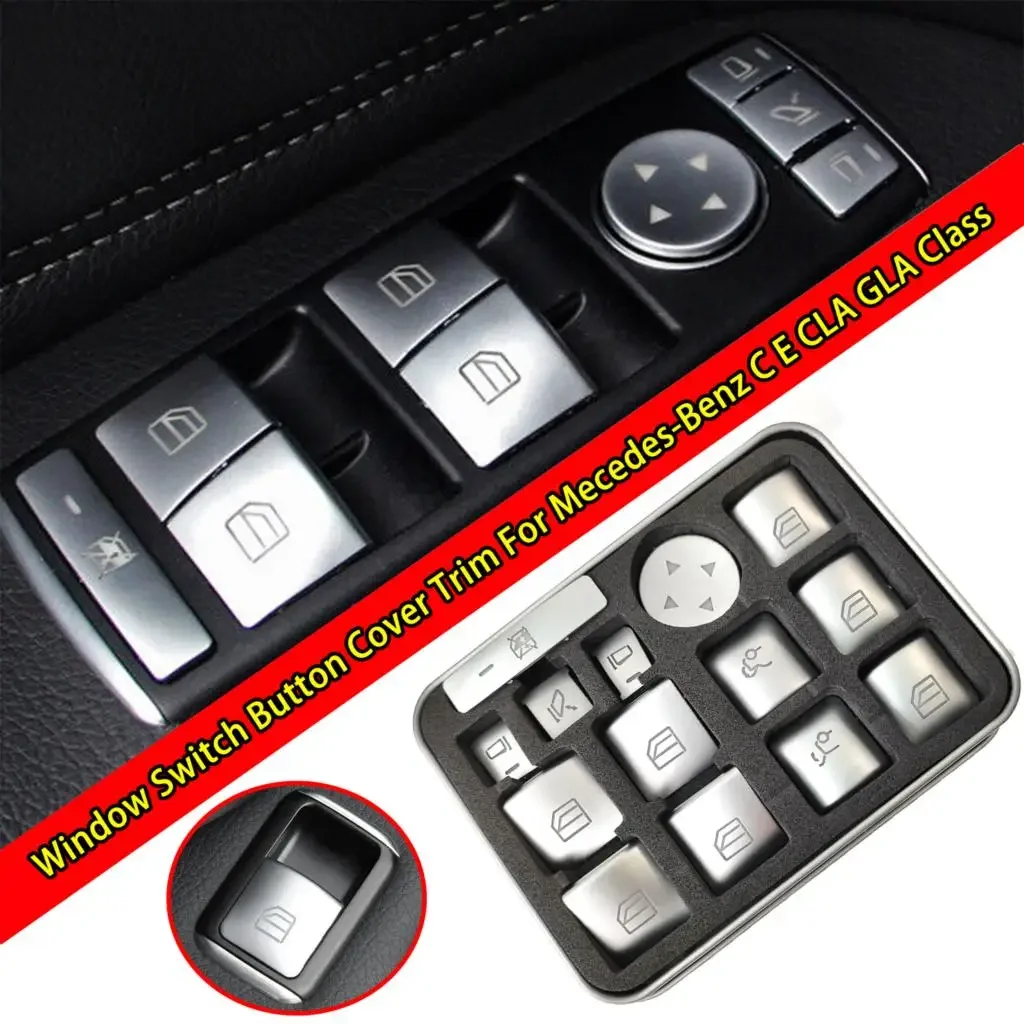 For Mercedes Benz CLA 180 200 GLA 180 200 2013 2014 2015 2016 2017 2018 2019 14x Car  Parts Window Switch Button Repair Stickers