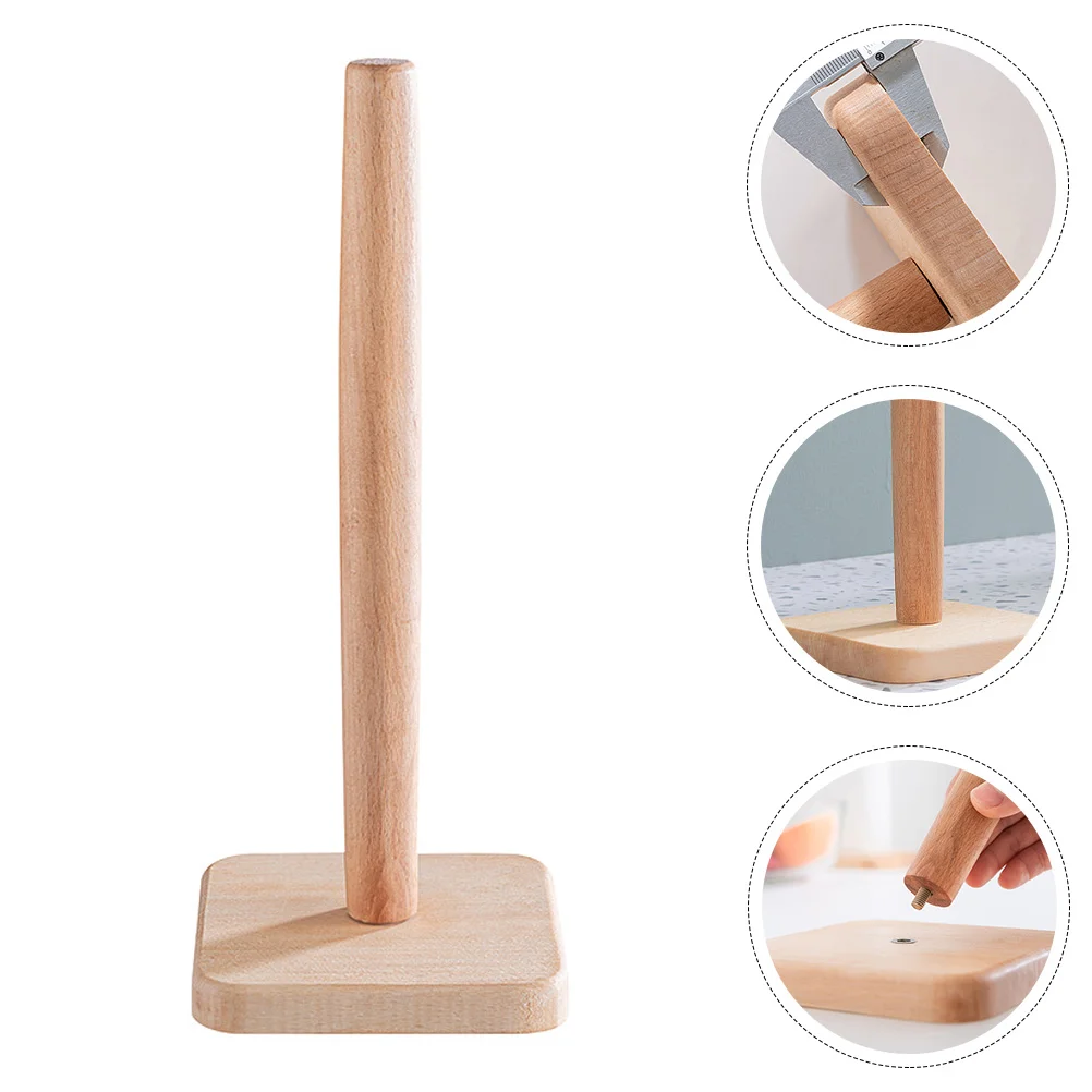 Stand up Paper Towel Vertical Roll Holder Desktop Countertop Wooden Standing Toilet