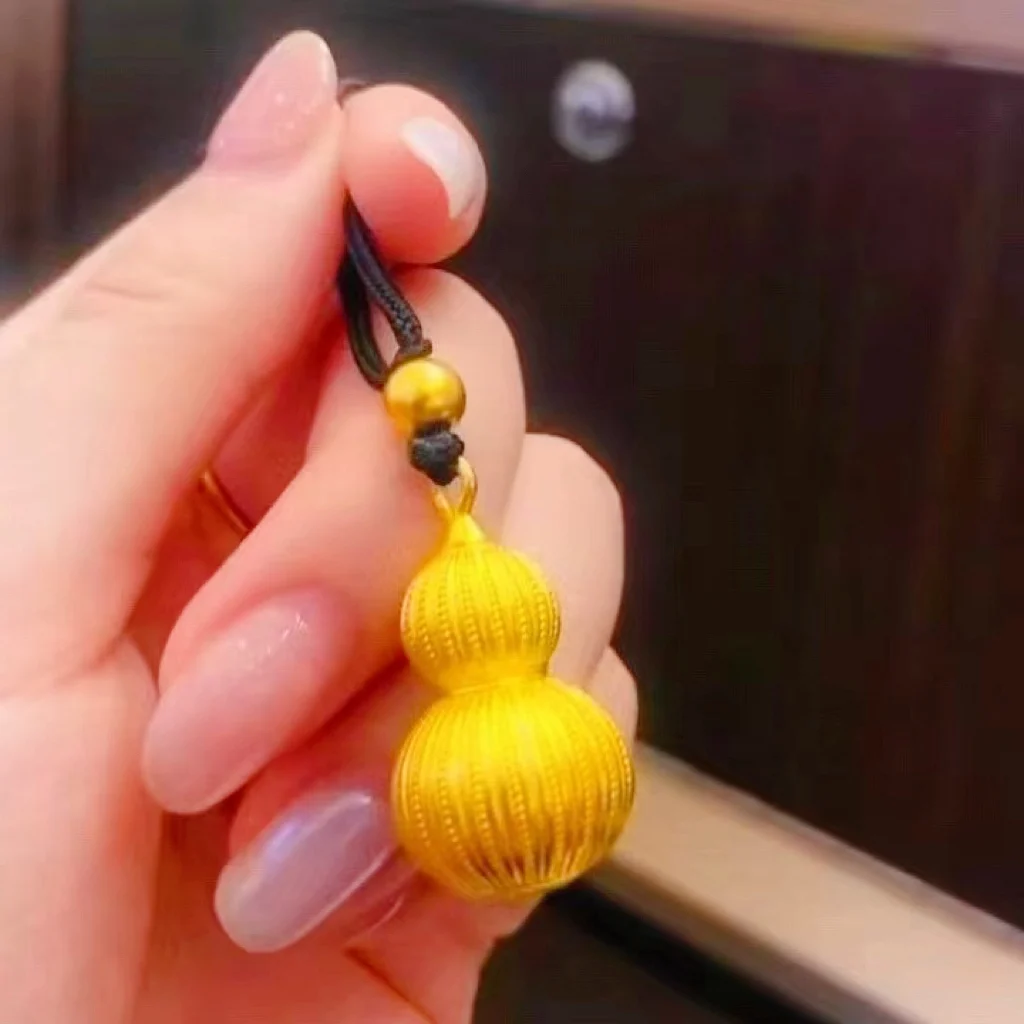 

Women 24K Gold AU999 Solid Filigree Gourd Necklace - Crafted pure gold, valuable for use & collection