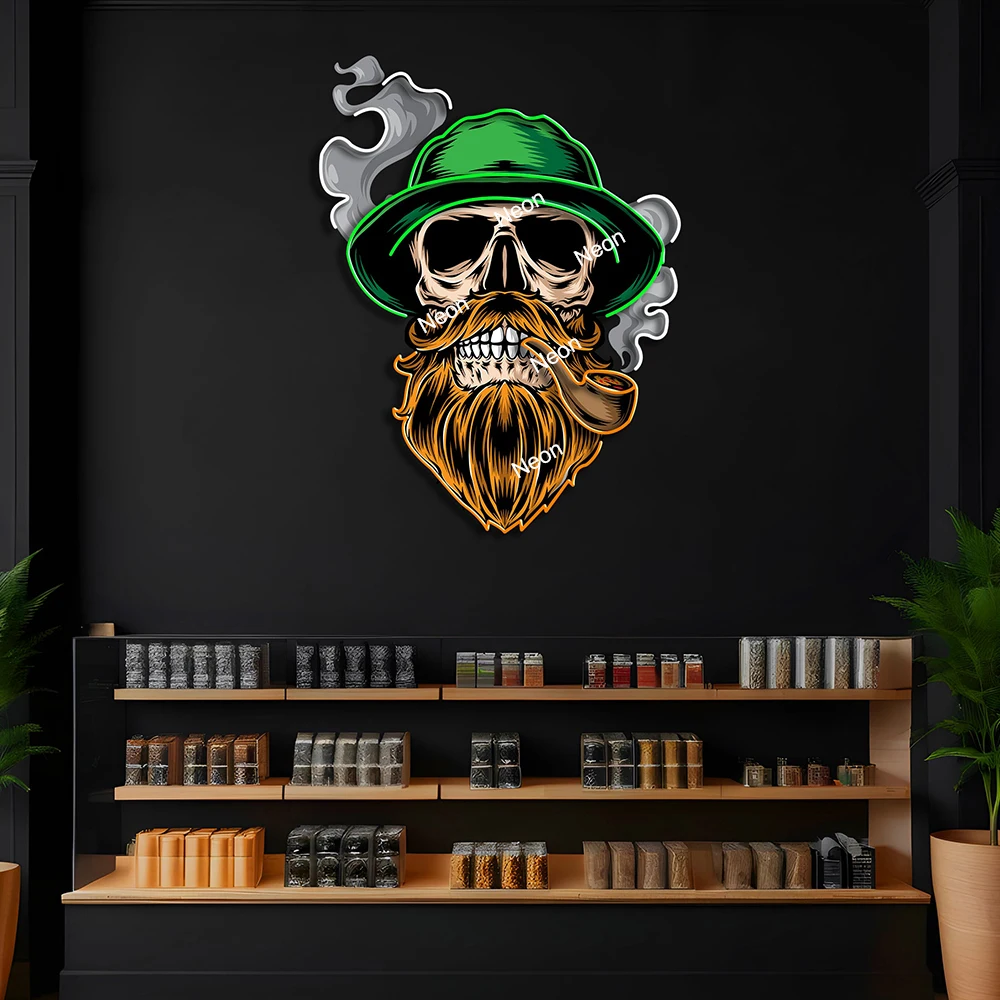 Schädel Rauch Neon Licht Zeichen Personalisierte Rauchen Shop Wand Hängen LED Lichter Hause Zimmer Bar Dekoration Benutzerdefinierte Neon Zeichen