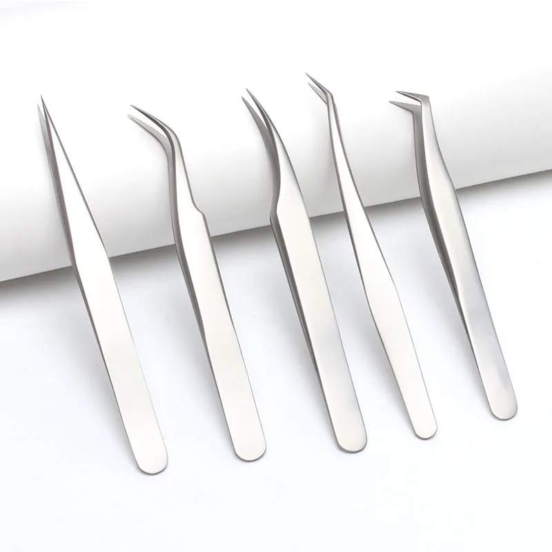Good Quality False Eyelash Extension Tweezers Stainless Steel Non-magnetic Antistatic Eyelashes Tweezers Lashes