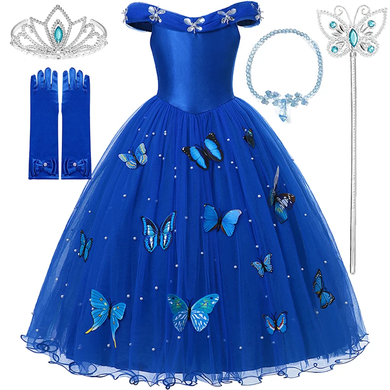 Disney Girls Sleeping Beauty Aurora Cosplay Princess Dress Kids Frozen Elsa Anna Set Rapunzel Cinderella Costume Party Clothings