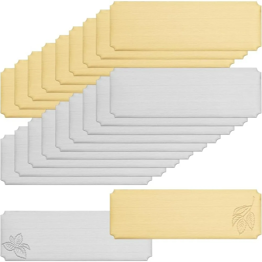 

30pcs Name Plates Laser Engraved Blank Plate 2 Colors Stainless Steel Name Tag Frame Name Label Art Tag for Frame with Adhesive