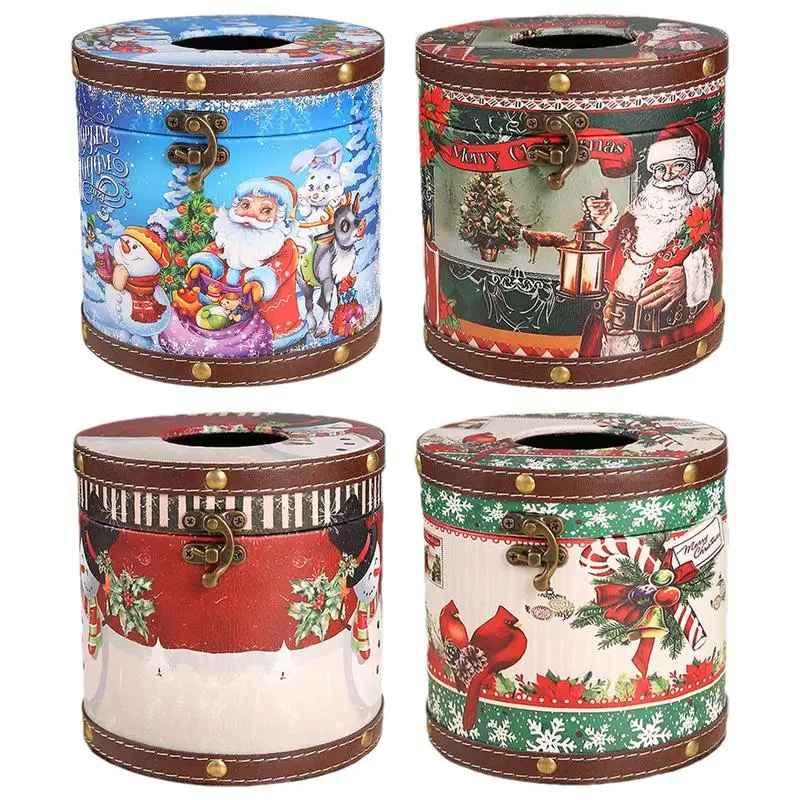 

Christmas Tissue Holder Cute Tissue Box Cover Christmas Car Tissues Cylinder Tissues Holder Boxes For Christmas Home Decor