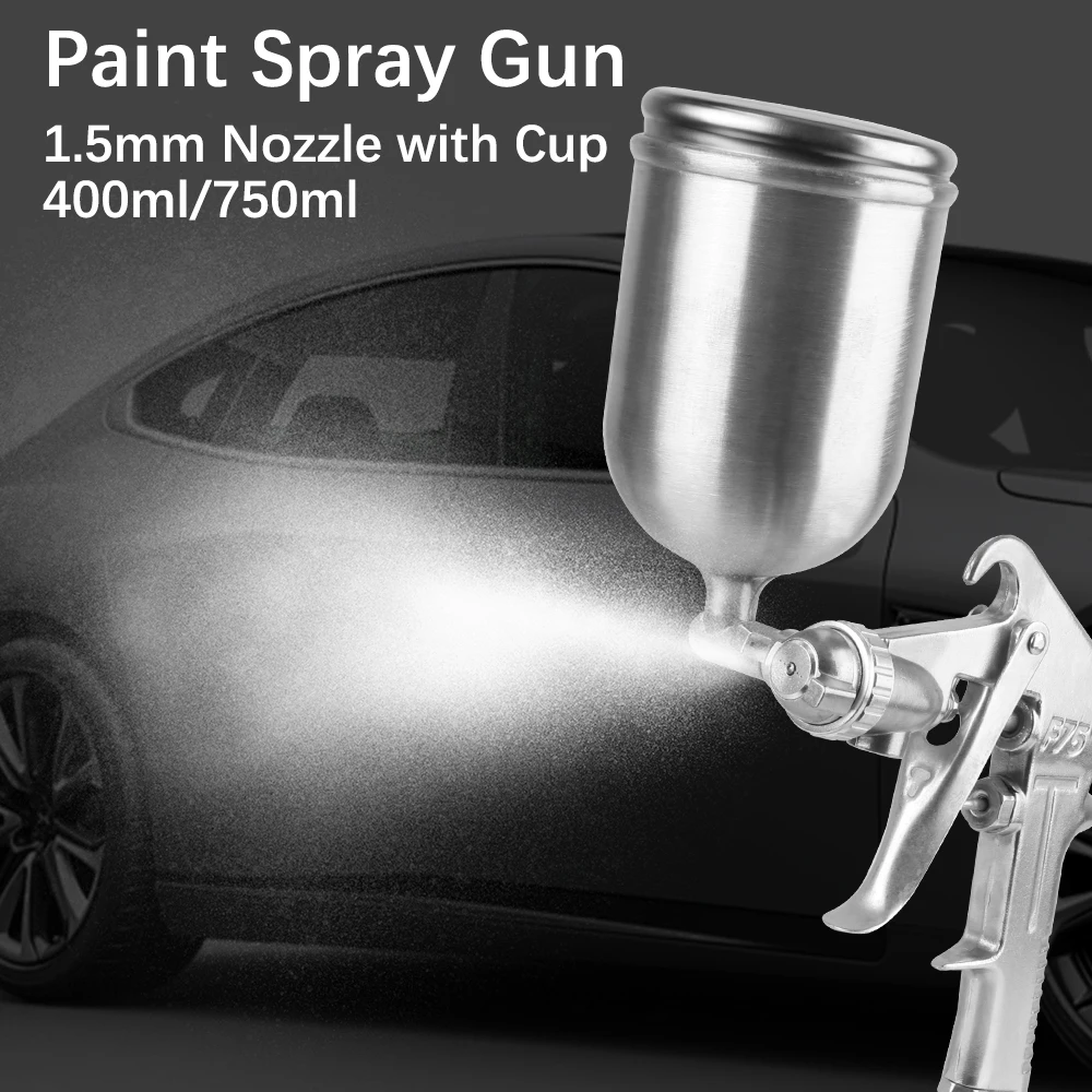 

750ml Pneumatic Sprayer Gun Car Polisher Auto Care Gravity Sprayer 1.5mm Nozzle Aluminum Mug Motorcycle Furniture Painting Set