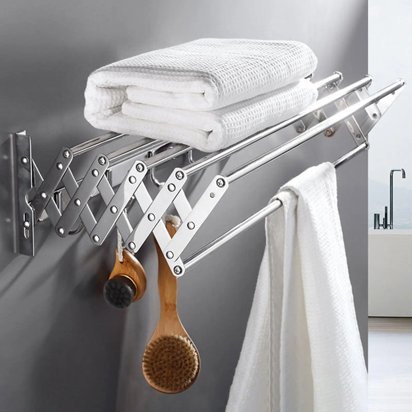 Retractable Towel Rack Expandable Clothes Drying Rack for Hanging Garments