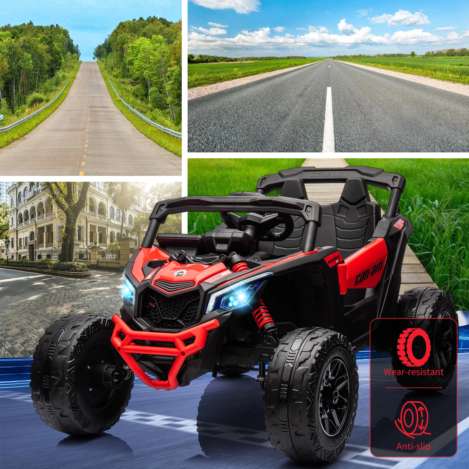 12-V-Fahrt auf UTV-Auto, lizenziertes elektrisches Offroad-UTV-Auto von Can-Am, Kinder-LKW mit Fernbedienung, großer Sitz, Musik, LED-Leuchten