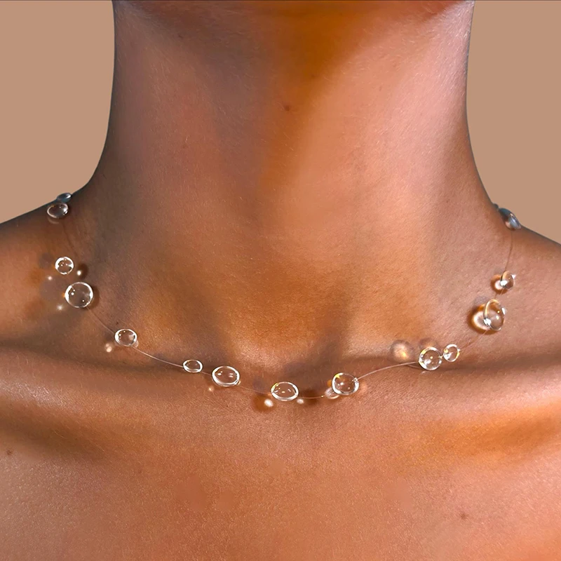 2025 Transparent Water Drop Necklace Raindrop Earrings Ice-Clear Dewdrop Jewelry Water Droplet Crystal Women's Elegant