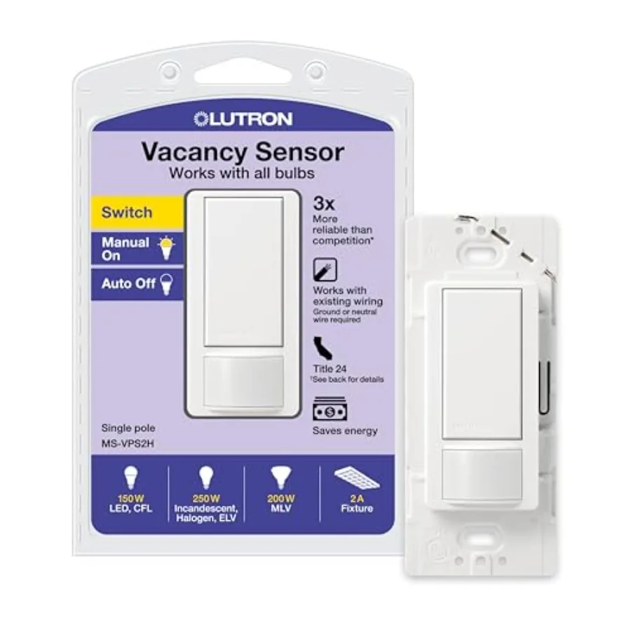

Maestro Vacancy Motion Sensor Light Switch for Bathroom, Garage, Laundry Room, and Closet, for Any Light Bulbs, Auto Off Only,