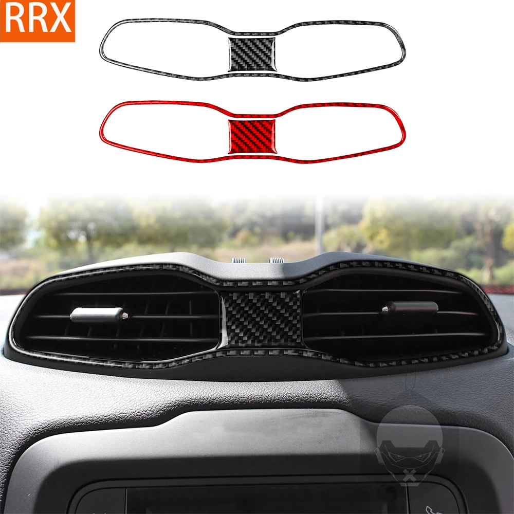 For Jeep Renegade 2015-2023 Real Carbon Fiber Stickers Central air conditioning vent panel Car Accessories Interior decorative