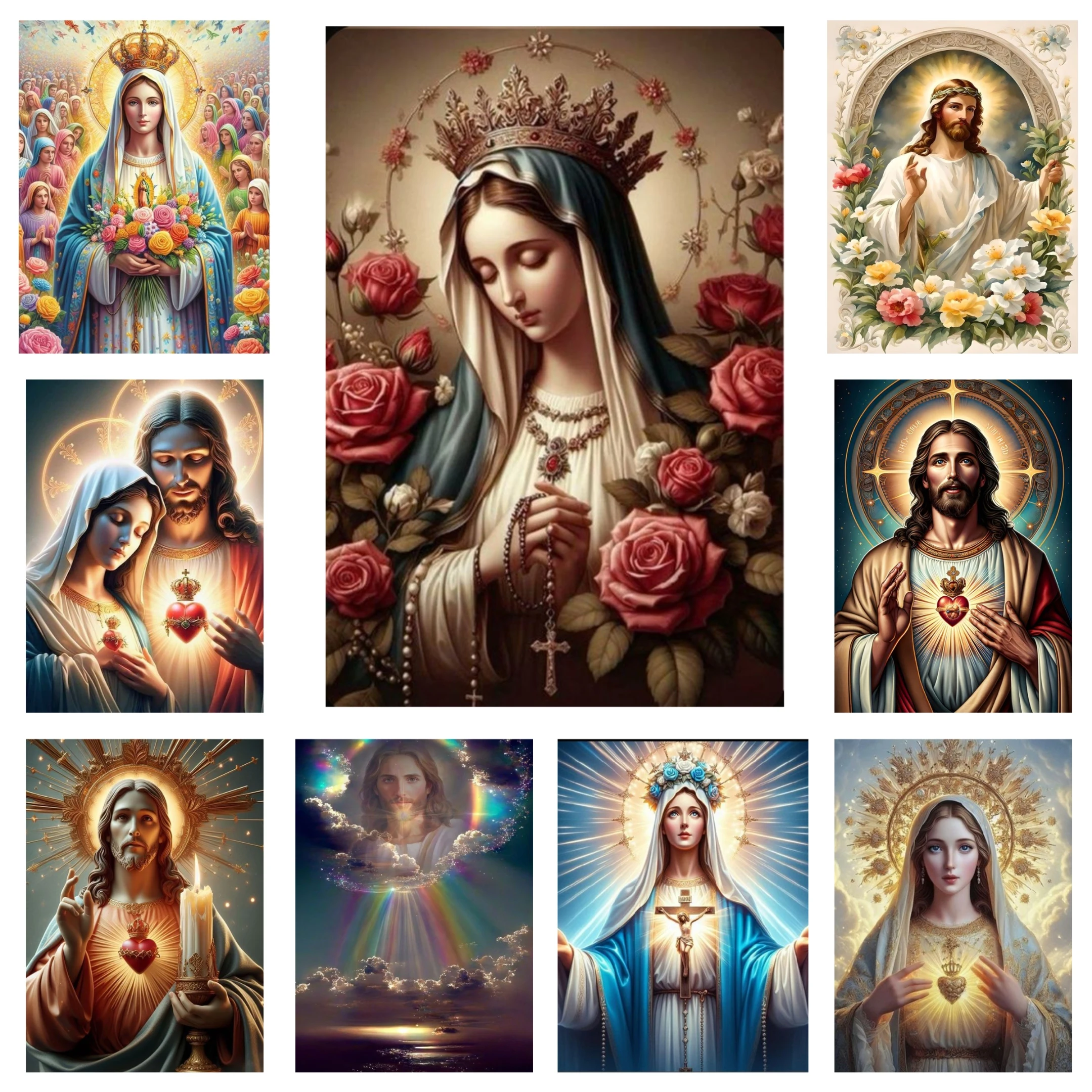 5D Diamantmalerei Religiöse Madonna Jesus Mosaik DIY Vollkreuzstich Rhineons Heimdekoration