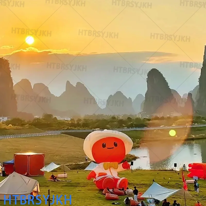 Inflatable cartoon large sitting straw hat doll air model shopping mall outdoor camping activities theme decorative props