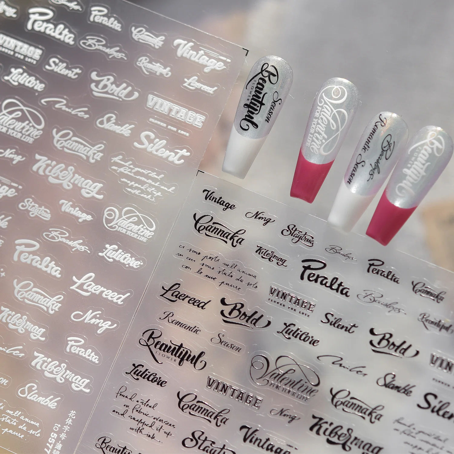 

Thin and Tough Nail Stickers Trendy Nail Decals 3D Cursive Letters Decorative Nail Art Stickers DIY New Adhesive Nails Accessory