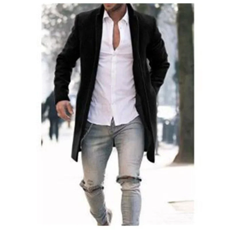 MRMT 2024 Brand New Men's Windbreaker Men's Coat Trendy Fashion Business Commuting Mid-Length Men's Coat Woolen Coat