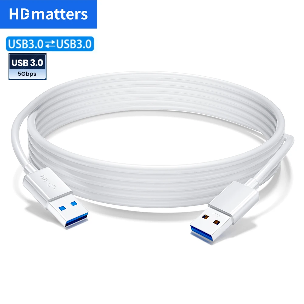 Przedłużacz USB 3.0 biały kabel USB 3.0 z męskiego na męskie przedłużenie kabla kabel USB 3.0 do chłodnicy TV, pudełko przełącznik KVM USB przewód