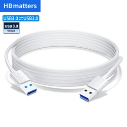 Przedłużacz USB 3.0 biały kabel USB 3.0 z męskiego na męskie przedłużenie kabla kabel USB 3.0 do chłodnicy TV, pudełko przełącznik KVM USB przewód USB 3.0