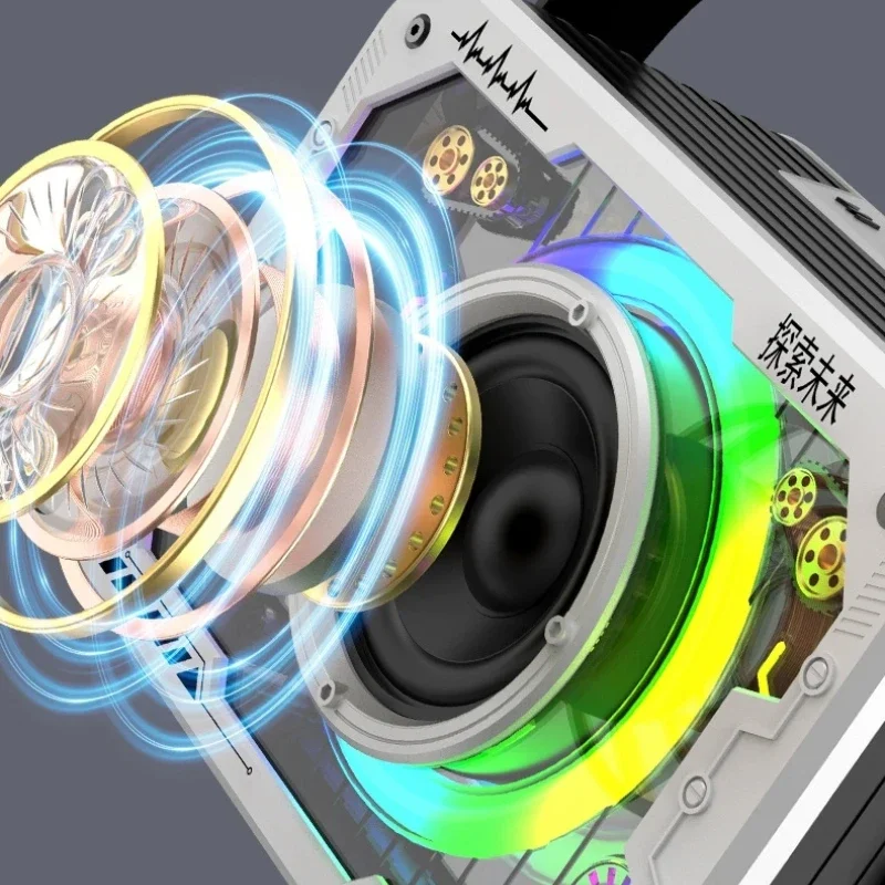 SOTAMIA Portable Bluetooth Speaker Outdoor Home Music TF Card Wireless Audio Transparent Mecha Lantern Mini Bluetooth Speaker