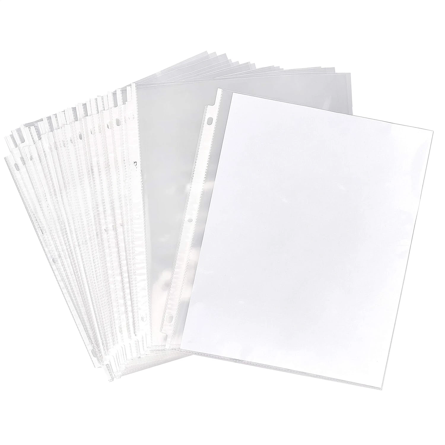 Protetores de folha transparente para fichários de 3 anéis - 8,5 x 11 polegadas, polipropileno, pacote com 100