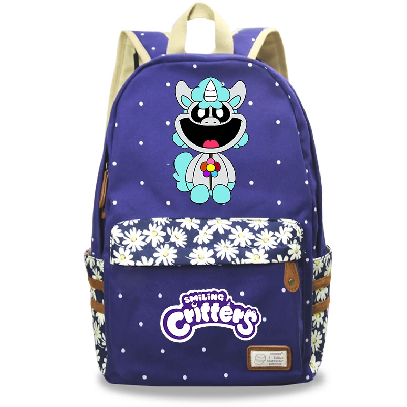 

Fashion Smiling Critters Print School Bags Middle School Students Bookbag Teenage Girls Large-capacity Backpack Women Laptop Bag