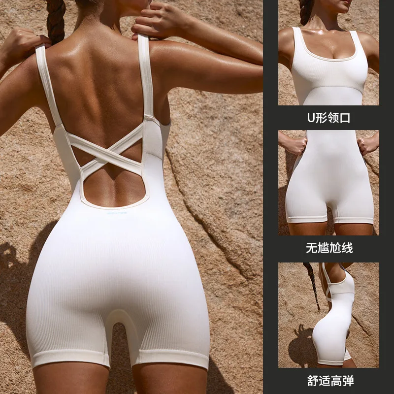 

Sleeveless Cross Back Yoga with Butt Lift Quick Drying Bodysuit One-piece Elastic Sports Shapewear One-piece Yoga Clothing
