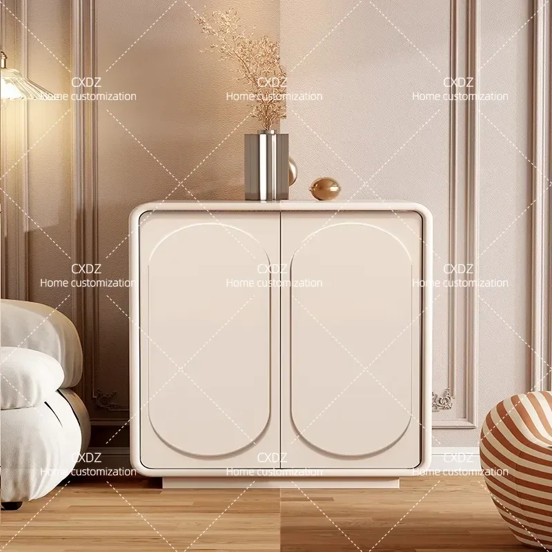 Nordic Painted Dining Side Cabinet Cream Style Entryway Shoe Storage Multi-functional Tea Cabinet Art Locker Complete
