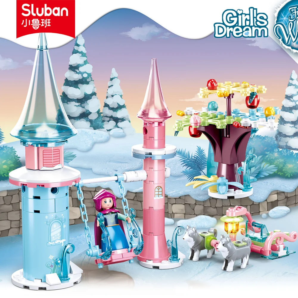 

Sluban Building Block Toys Girls Dream B0895 Snowfield Swing 135PCS Bricks Small Castle Compatbile With Leading Brands