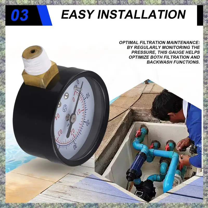 

WON 2Pcs ECX270861 Filter Pressure Gauge For Hayward Pro Series Sand Filter Model 1/4 Inch NPT Pool Gauge