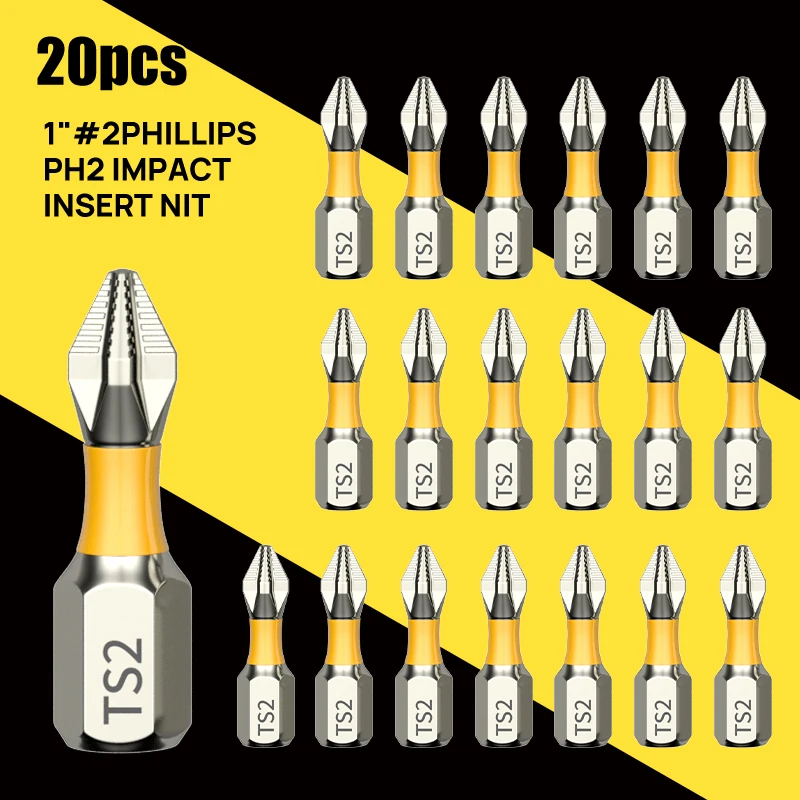 20pcs PH2 Strong Magnetic Coil Electric Screwdriver With Cross Head Electric Screwdriver, High Hardness Hand Electric