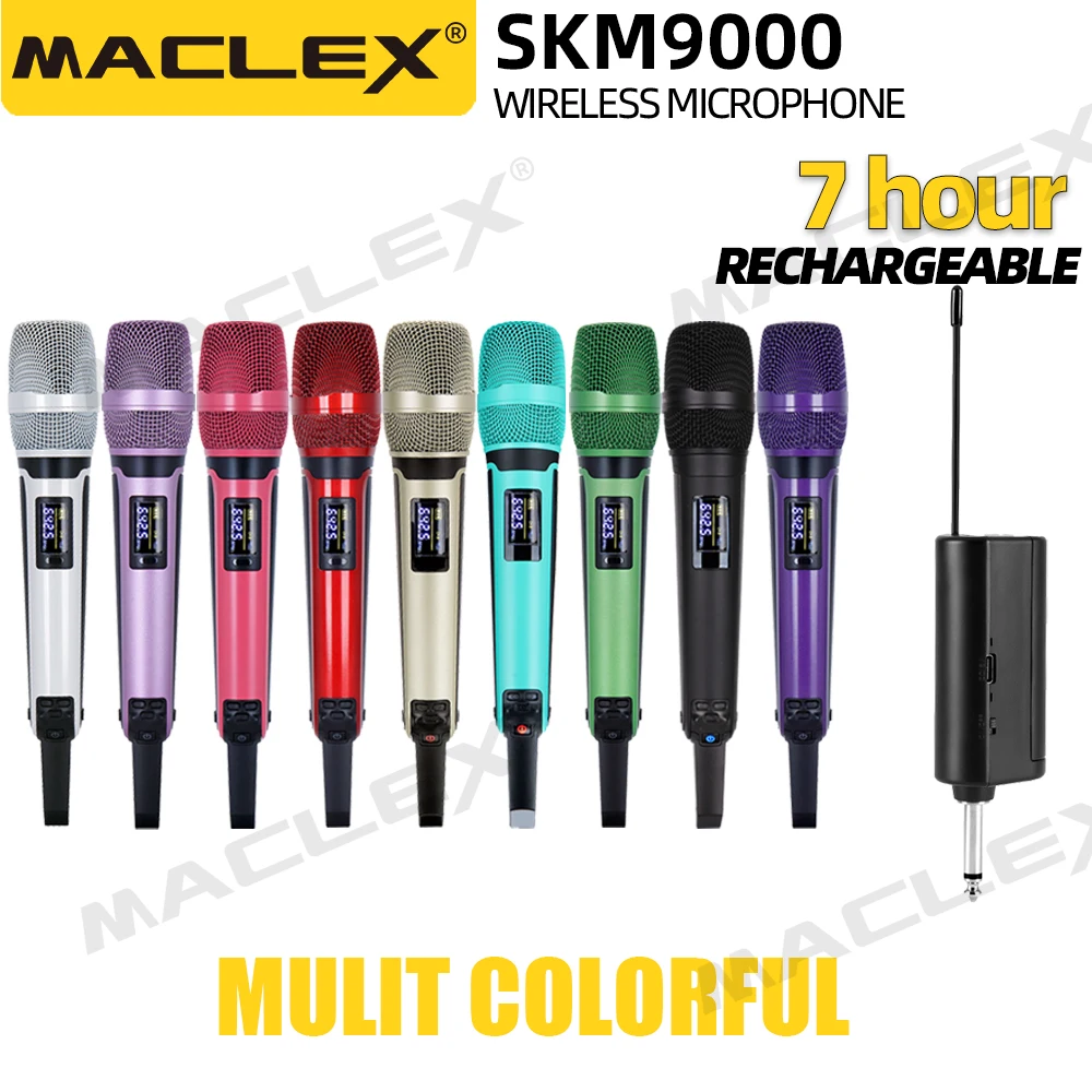 

2 Channel Wireless Microphone Maclex SKM9000 UHF Dual Handheld Dynamic Karaoke Mic For Wedding Home Party Church School Family