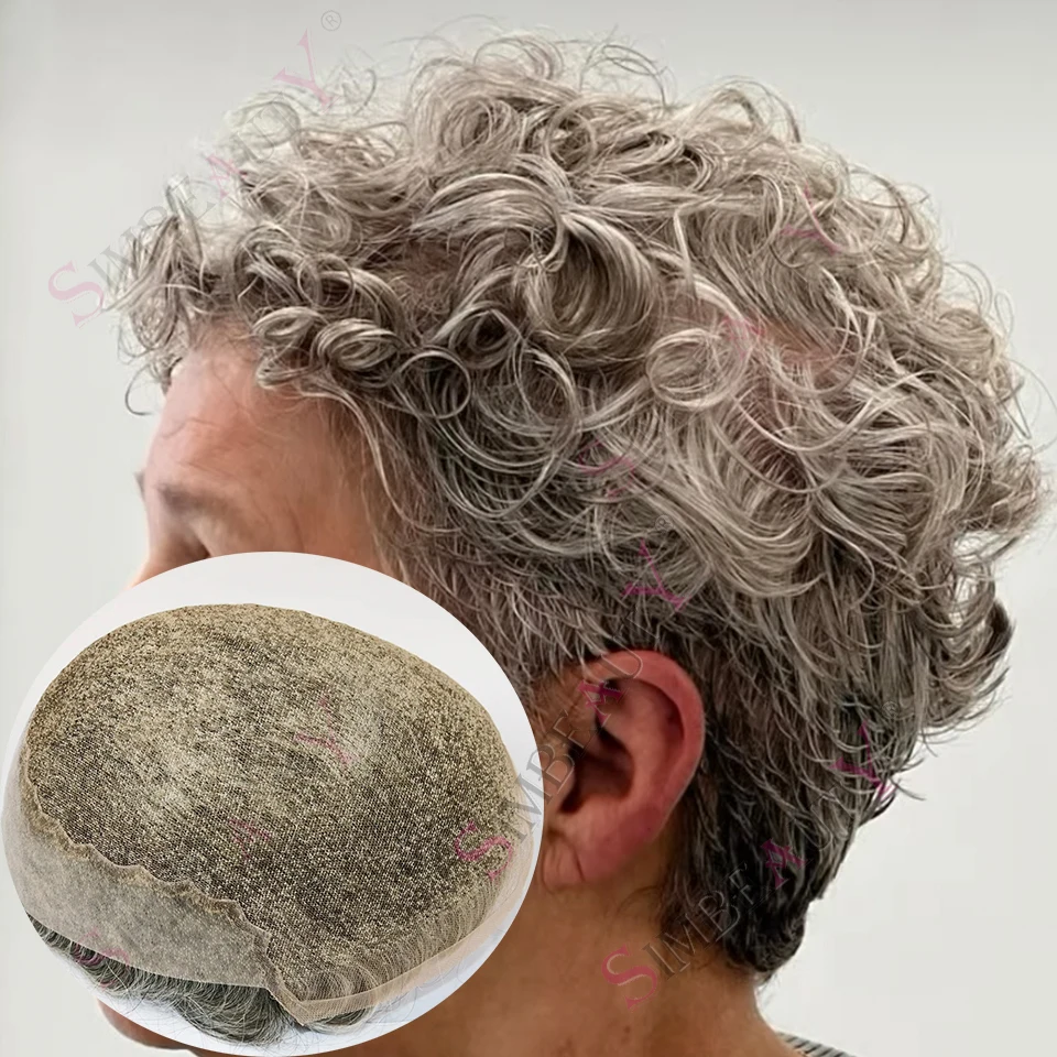 الأوروبي 25 مللي متر مجعد غير قابل للاكتشاف الدانتيل الرجال الفرنسية الجبهة Q6 شعر مستعار مستعار 18 #   20 #   شعر بشري ريمي أشقر 1B40 1B80 قطعة شعر رمادية للرجال