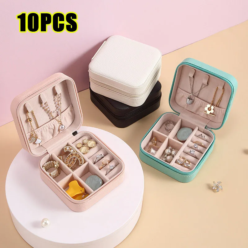 

10PCS Jewelry Storage Box Travel Organizer Jewelry Case Leather Storage Earrings Necklace Ring Jewelry Organizer Display