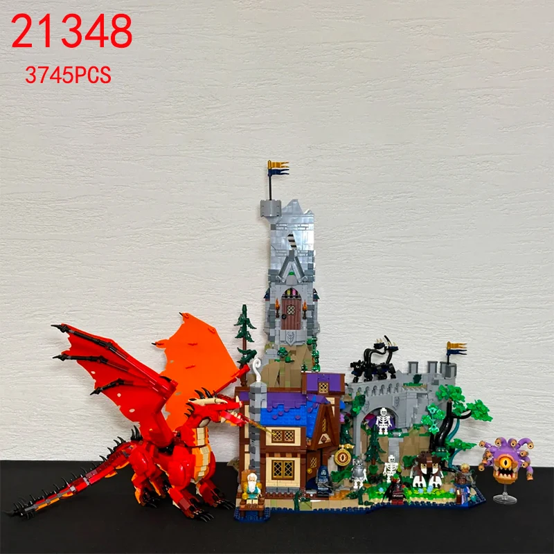 3745 Piezas de Bloques de Construcción de Modelo de Dragón Rojo para Decoración de Habitaciones, Modelo de Ensamblaje de Ladrillos de Arquitectura Compatible con 21348, Regalos de Cumpleaños