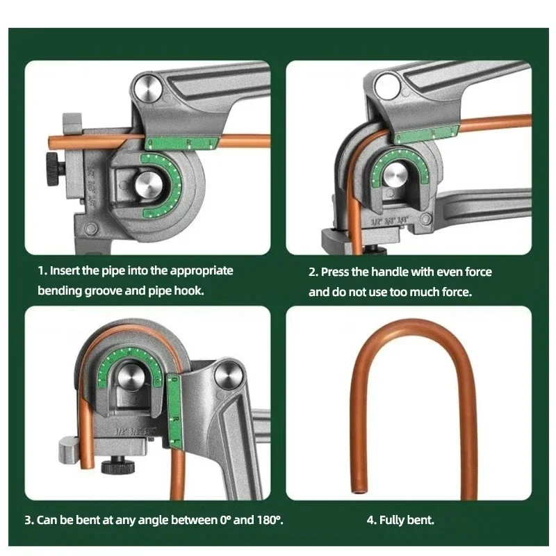 6/8/10mm 3 in 1 Piegatubi per tubi in rame Tipo manuale a leva Pinze per piegare Strumento di riparazione per refrigerazione per tubi in rame,