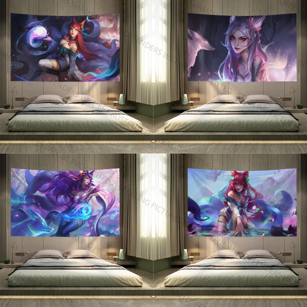 Ahri Game L-League OF L-Legend Tapestry Decoration Party Background Hanging Cloth Bedroom Tapestry Room Decor Aesthetic