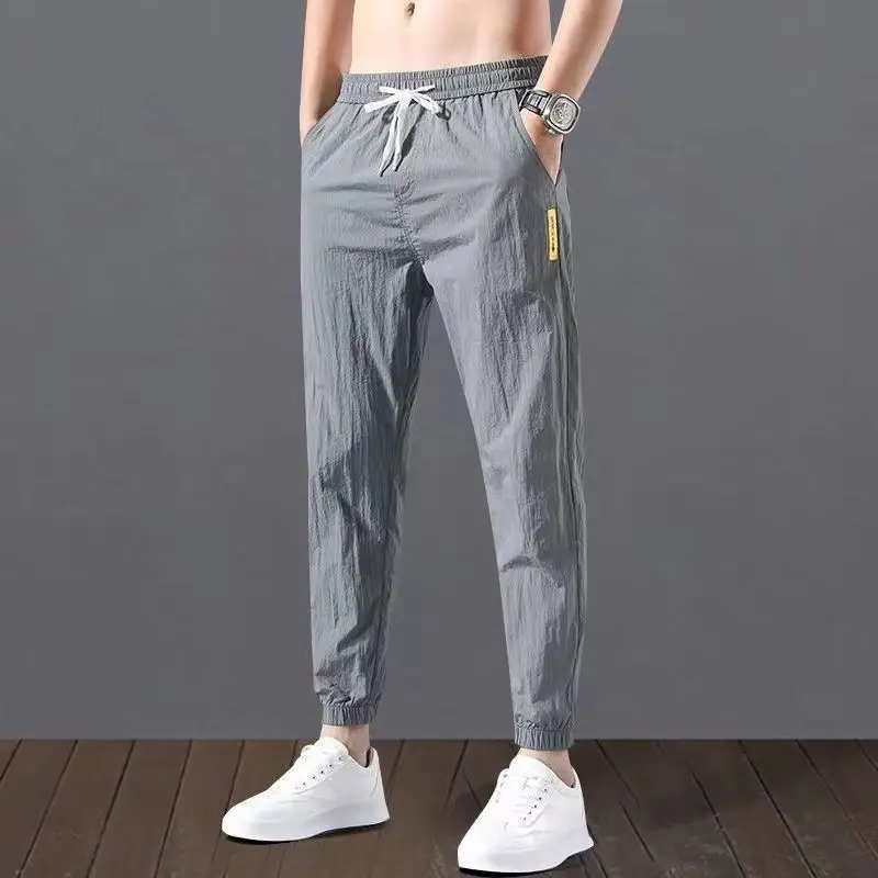 Business Casual Summer Men's 2024 New Patchwork Elasticized Drawstring Pocket Fashion Color Slim Fit Versatile Strap Haren Pants