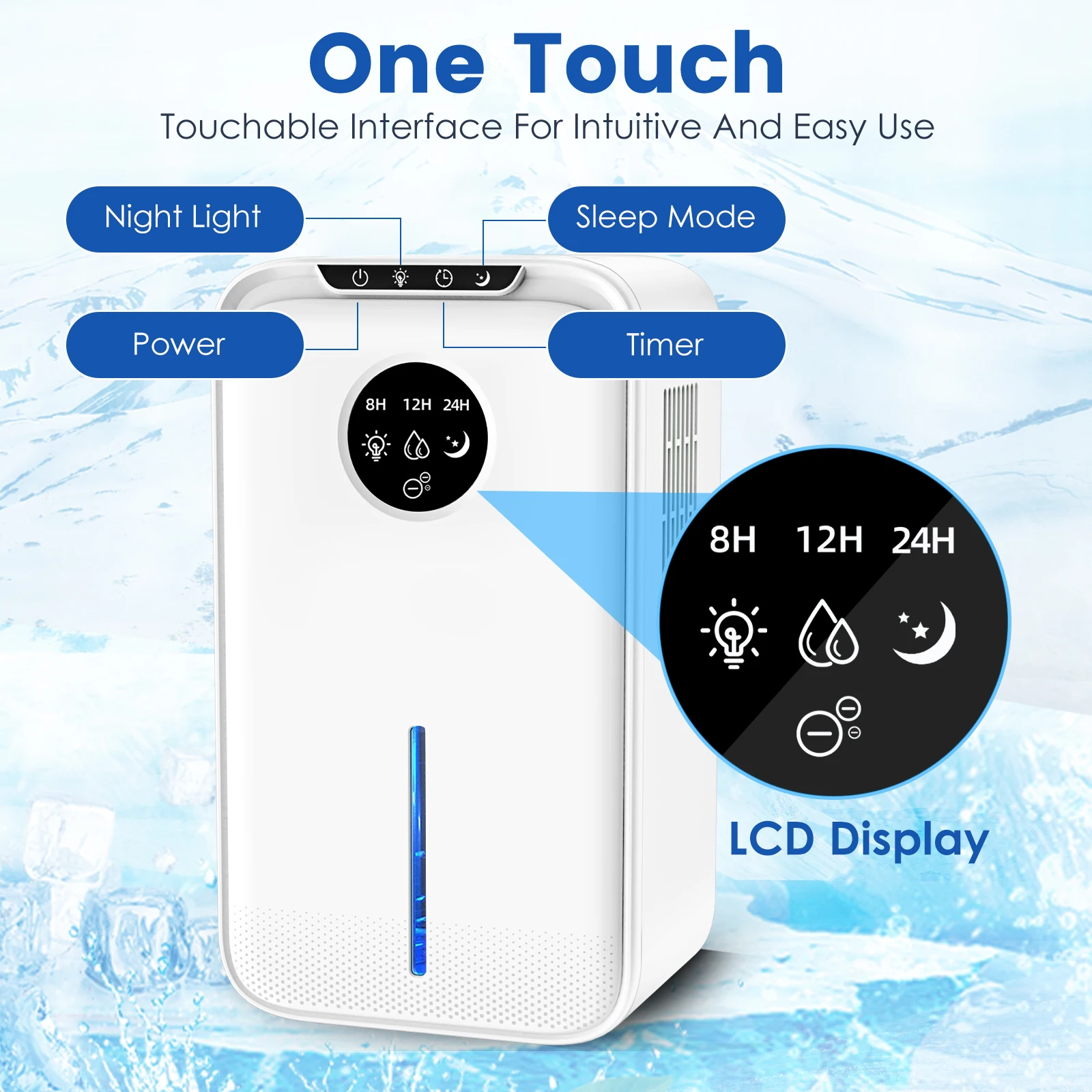 Air Dehumidifier 1000ML/D Bedroom Dehumidifier with 7 Romantic Lights Auto Defrost 2/4/8H Timer Portable Dehumidifier