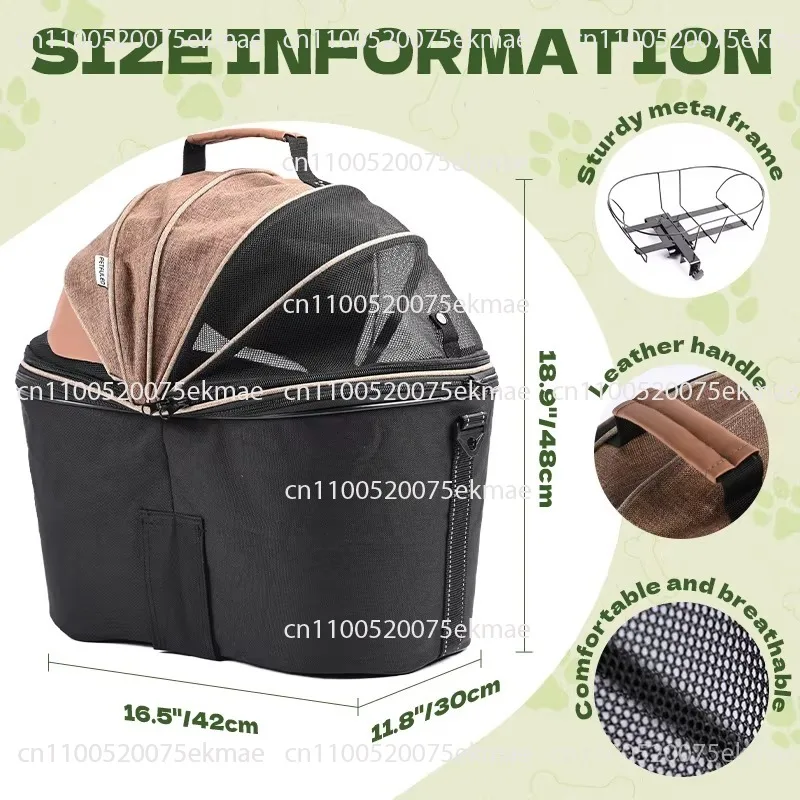 Dog Bicycle Basket Puppy Car Seat with Front Pocket Puppy Car Seat for Puppies and Pets