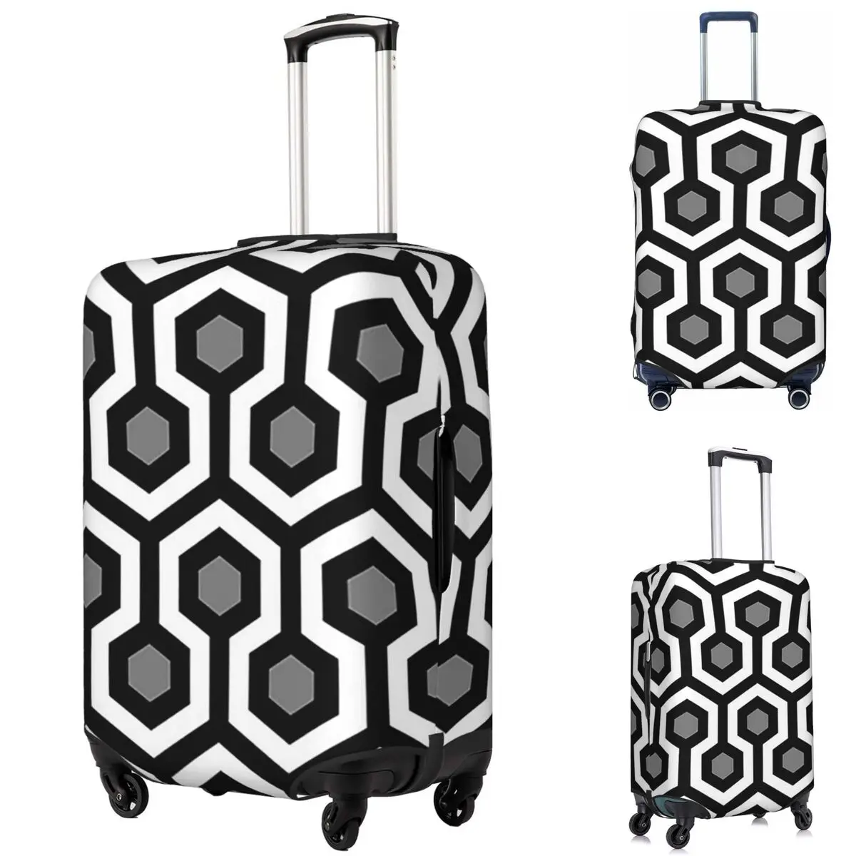 

Geometric Pattern Looped Hexagons Kerry Suitcase Cover Protection Elastic Travel Luggage Protector Covers for 18-32 Inch