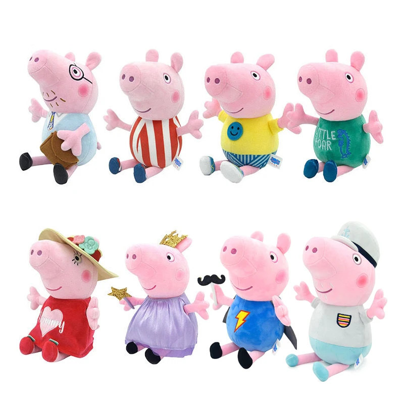 Peppa Pig Plush Doll Figure - Cartoon Model Anime Soft Toy Dad & Mom Characters Ideal Children's Birthday Gift