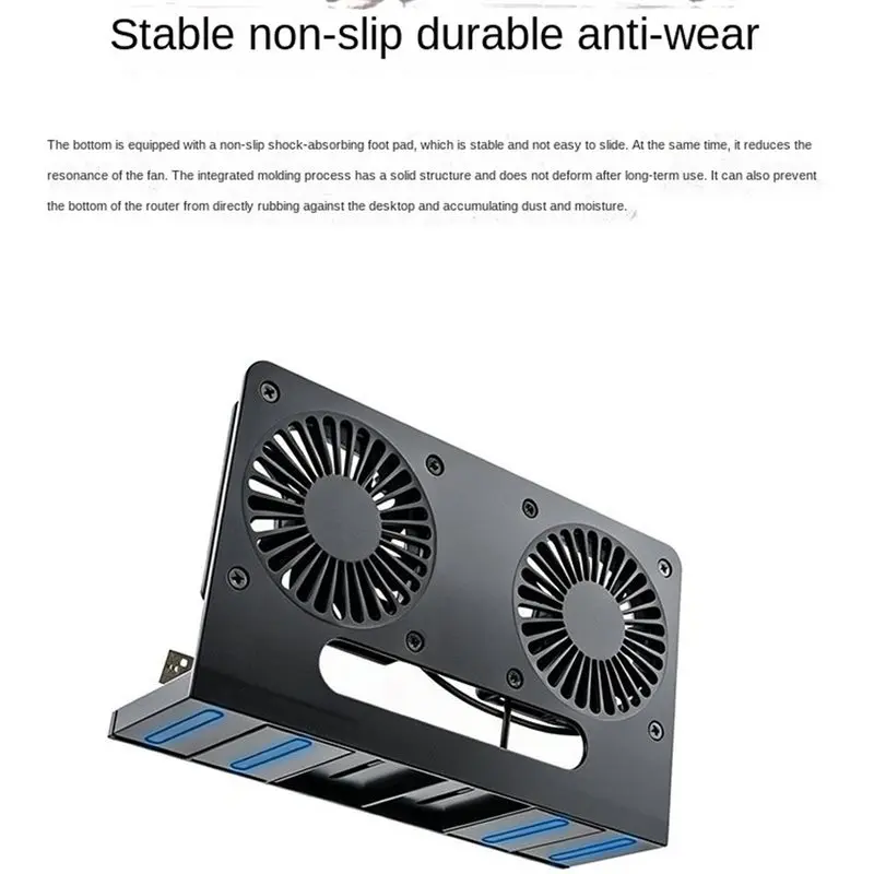 SQPP-Vertical Dual Fan USB 5V Cooler Bracket Desk Router Cooling Stand For Modem Router