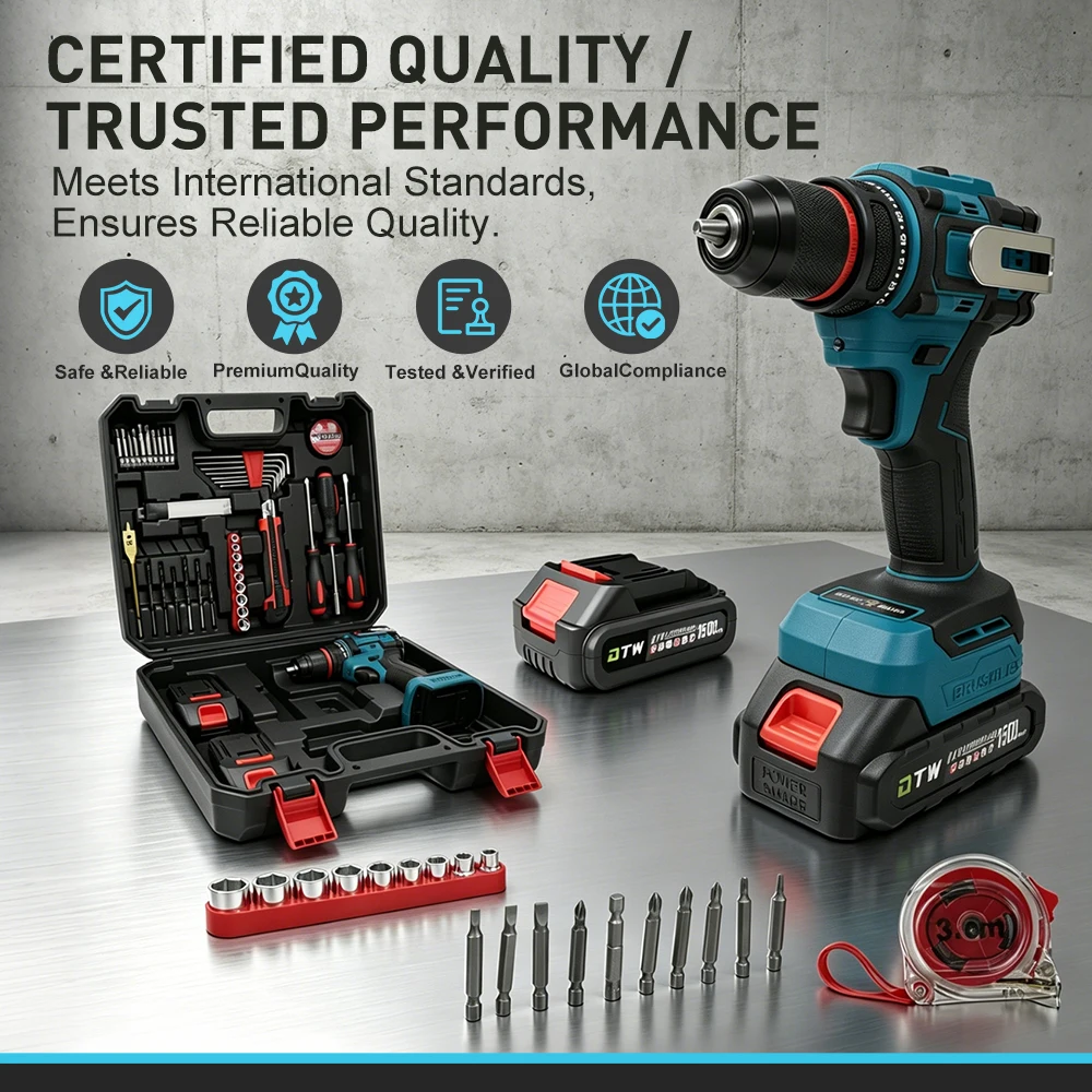 A7-0001 Professional High Torque Cordless Impact Drill 21V Brushless Motor Powerful Hammer Function Industrial Electric Driver