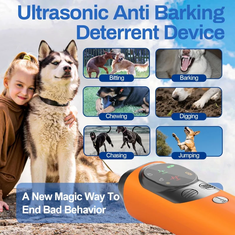 3X Ultrasonic Dog Repeller Anti Bark Device Rechargeable Dog Training Tool with LED Flashlight Safe & Effective