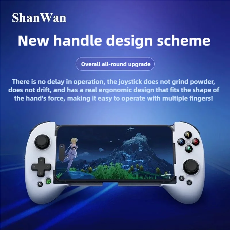 لوحة ألعاب جديدة قابلة للتمدد من Shanwan لوحدة تحكم ألعاب بلوتوث Steam/PC/Android/IOS مع عصا تحكم القاعة/4 مفاتيح خلفية/3 أوضاع للسرعة